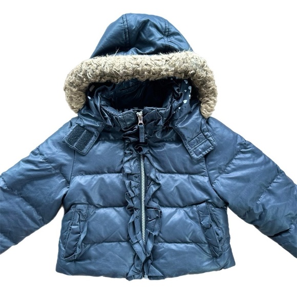 Rothschild 4T Girls Black  Puffer Jacket Fur Hood - Picture 1 of 6